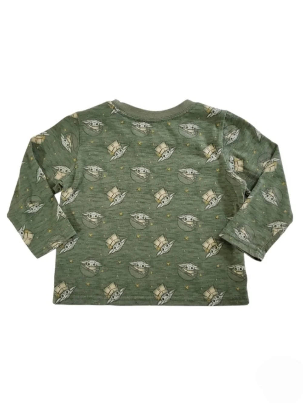 K1420 * Star Wars Boys Grogu Baby Yoda Pajama Top Long Sleeve Green Size 18M